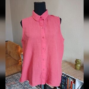 Eileen Fisher Sleeveless Button-Front Blouse in Pink